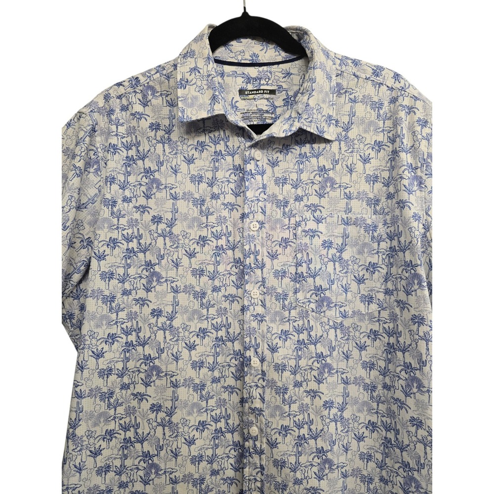 APT 9 Blue Floral Button Up | Coastal Grandpa Tropical Summer Shirt Men's L - Picture 3 of 6